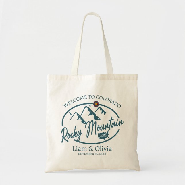Rocky Mountain Colorado Bröllop Welcome Tote Bag Tygkasse (Framsidan)