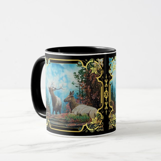 Rocky Mountain Elk, bull elk bugling/finare design Mugg (Framsida vänster)
