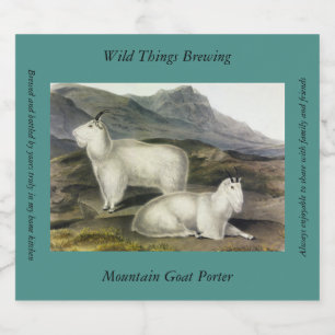Rocky Mountain Goat (Capra Americana) av Audubon Ölflaska Etikett