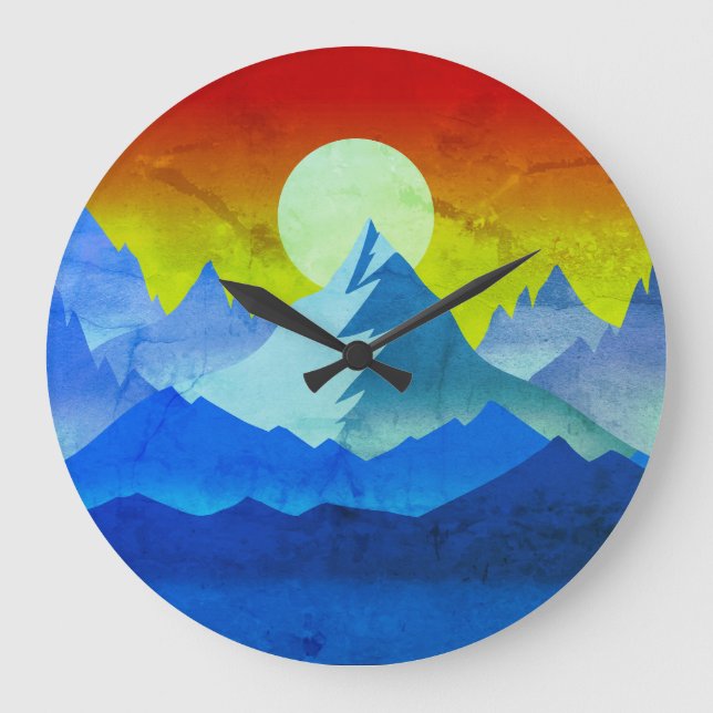 Rocky Mountain Golden Hour Sol Art Stor Klocka (Framsida)