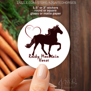 Rocky Mountain Horse Silhouette Heart Equestrian Runt Klistermärke