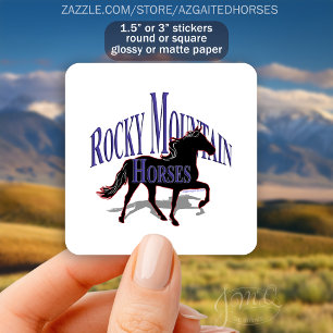 Rocky Mountain Horses Silhouette fet text Fyrkantigt Klistermärke