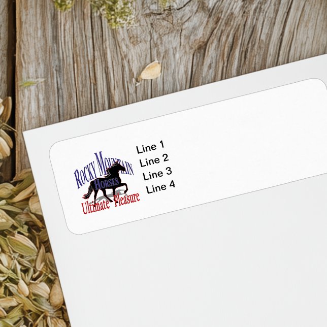 Rocky Mountain Horses Ultimate Pleasure Returadress Etikett (Rocky Mountain Horses return address label with horse silhouette logo and customizable name and addy)
