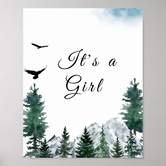Rocky Mountain It's a Girl Baby Shower Skylt (Framsidan)