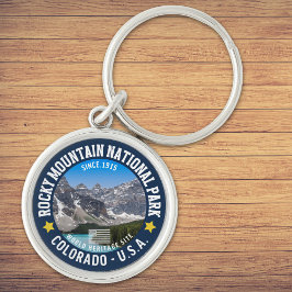 Rocky Mountain Landscape – Travel Photography Rund Silverfärgad Nyckelring