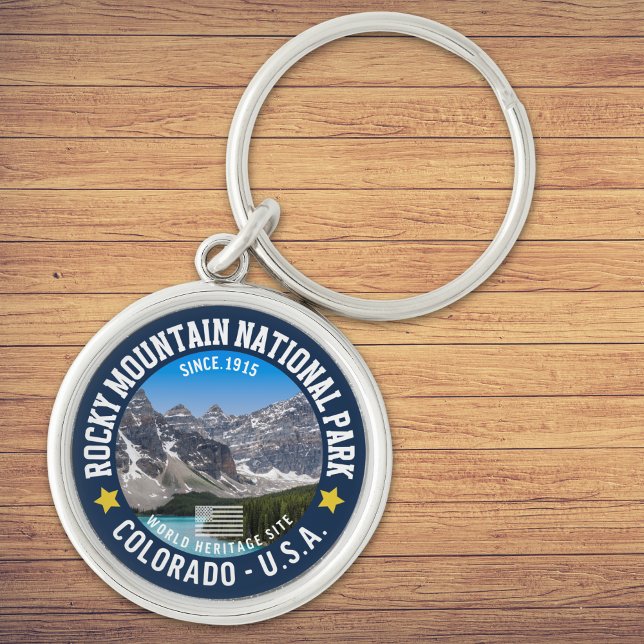 Rocky Mountain Landscape – Travel Photography  Rund Silverfärgad Nyckelring (Skapare uppladdad)