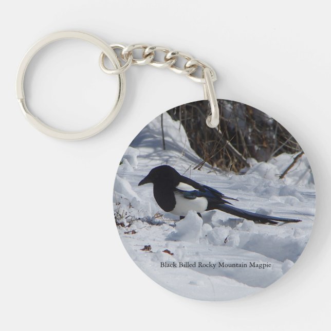 Rocky Mountain Magpie acrylic nyckelring (Framsidan)