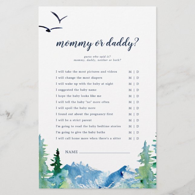 Rocky Mountain Mamma eller pappa Game (Framsida)