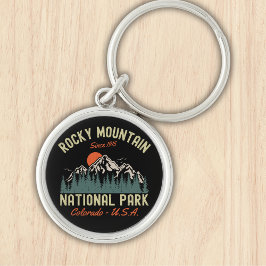 Rocky Mountain National Park Beaituful Landscape Rund Silverfärgad Nyckelring
