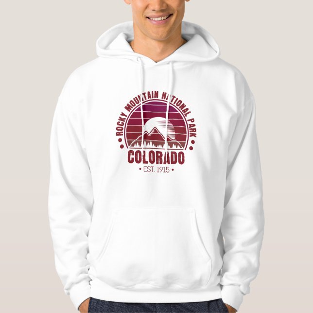Rocky Mountain National Park Colorado Retro Hoodie (Framsida)