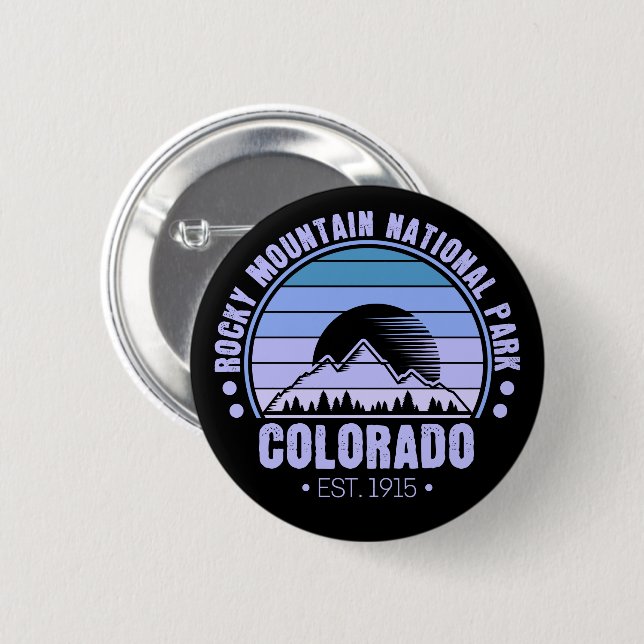 Rocky Mountain National Park Colorado Retro Knapp (Framsida & baksida)