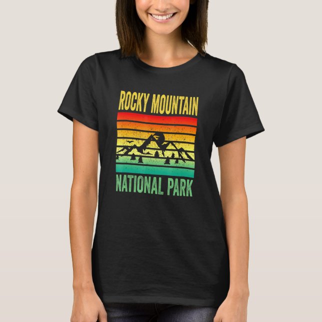 Rocky Mountain National Park Colorado Retro Sunset T Shirt (Framsida)