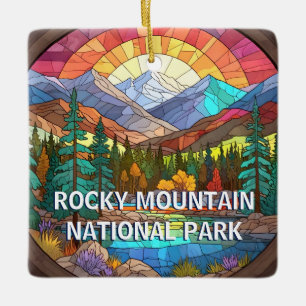 Rocky Mountain National Park Faux Stached Glass Julgransprydnad Keramik