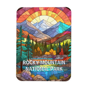 Rocky Mountain National Park Faux Stached Glass Magnet