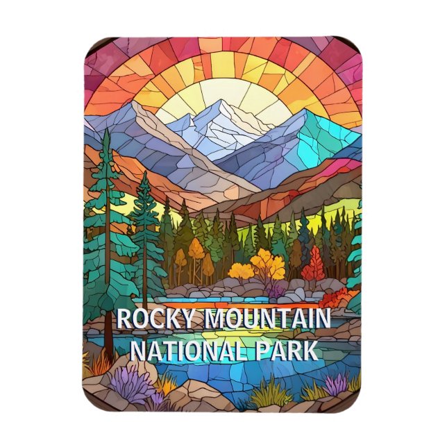 Rocky Mountain National Park Faux Stached Glass Magnet (Vertikal)