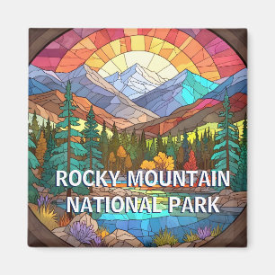 Rocky Mountain National Park Faux Stached Glass Magnet