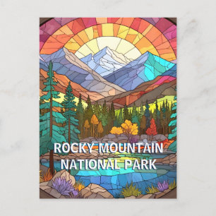 Rocky Mountain National Park Faux Stached Glass Vykort