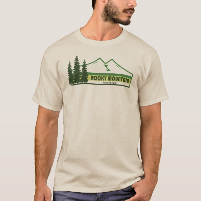 Rocky Mountain National Park Grönt Rand T Shirt (Framsida)