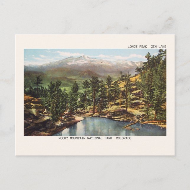 Rocky Mountain National Park Longs toppar Gem Sjö Vykort (Framsida)