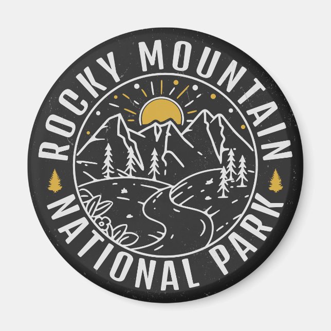 Rocky Mountain National Park Minimalist Souvenirs Magnet (Framsidan)