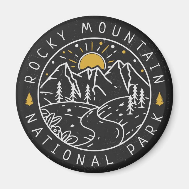 Rocky Mountain National Park Minimalist Souvenirs Magnet (Framsidan)