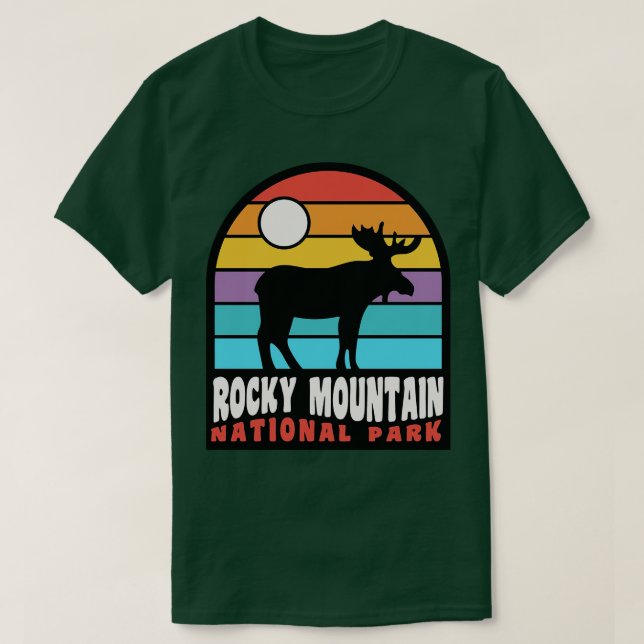 Rocky Mountain National Park Moose Badge T Shirt (Design framsida)