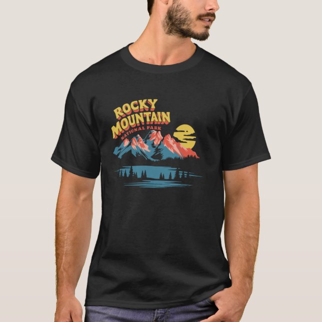 Rocky Mountain National Park Retro 90-tals Nostalg T Shirt (Framsida)