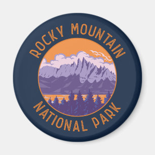 Rocky Mountain National Park Retro Distress Art Magnet