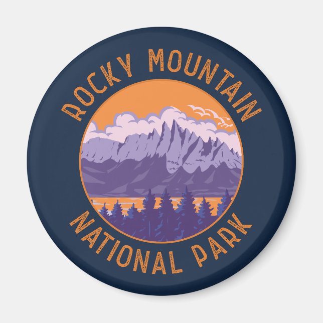 Rocky Mountain National Park Retro Distress Art Magnet (Framsidan)