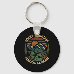 Rocky Mountain National Park Retro Solnedgång Berg Nyckelring