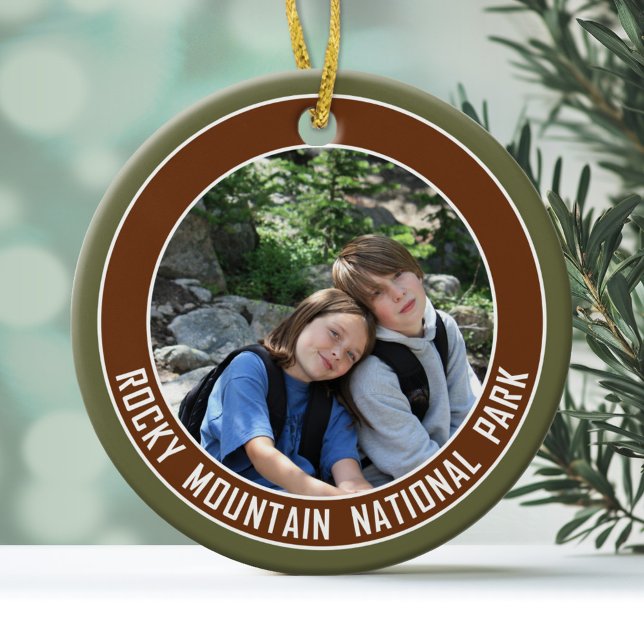 Rocky Mountain National Park Souvenir Julgransprydnad Keramik (Personalized Christmas Photo Ornament)