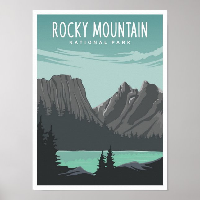 Rocky Mountain National Park Travel Illustration Poster (Framsidan)