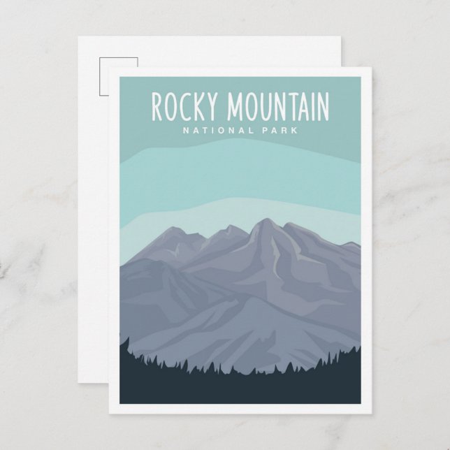 Rocky Mountain National Park Travel Illustration Vykort (Fram/baksida)