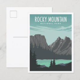 Rocky Mountain National Park Travel Illustration Vykort