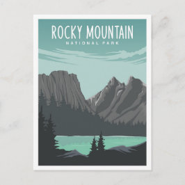 Rocky Mountain National Park Travel Illustration Vykort