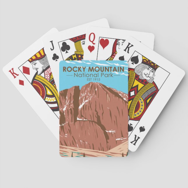Rocky Mountain nationalpark Colorado Longs-toppen Casinokort (Baksidan)