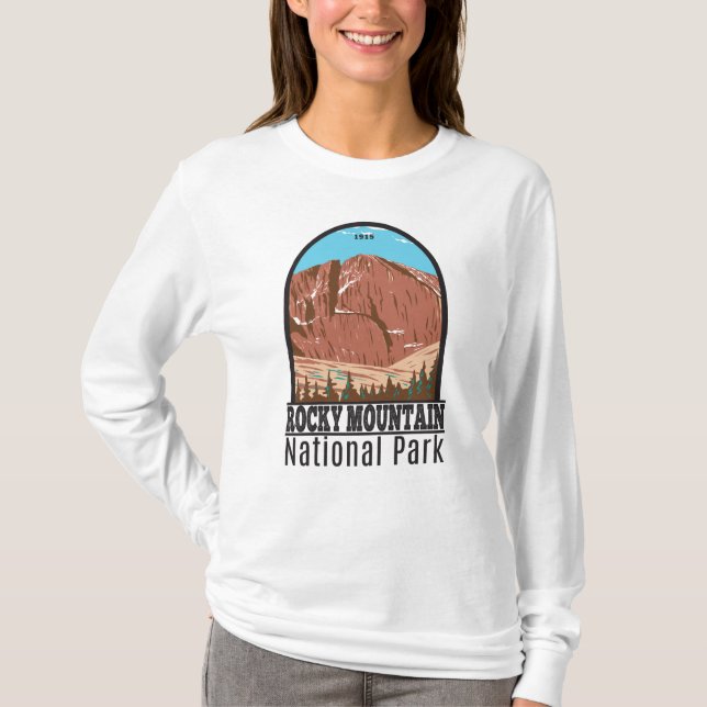 Rocky Mountain nationalpark Colorado Longs-toppen T Shirt (Framsida)