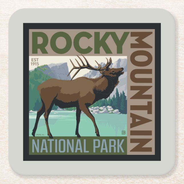 Rocky Mountain nationalpark | Elk Underlägg Papper Kvadrat (Framsidan)