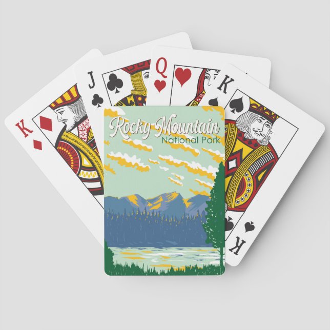 Rocky Mountain nationalpark Illustration Travel Casinokort (Baksidan)