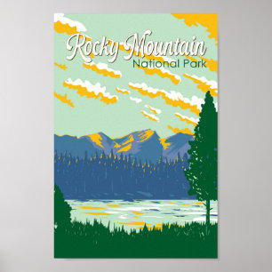 Rocky Mountain nationalpark Illustration Travel Poster