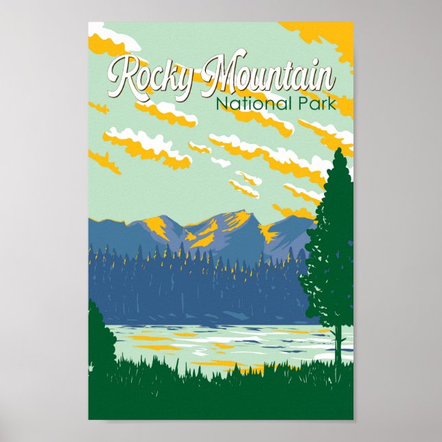 Rocky Mountain nationalpark Illustration Travel Poster (Framsidan)