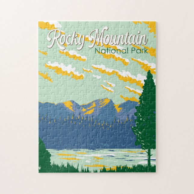 Rocky Mountain nationalpark Illustration Travel Pussel (Vertikal)