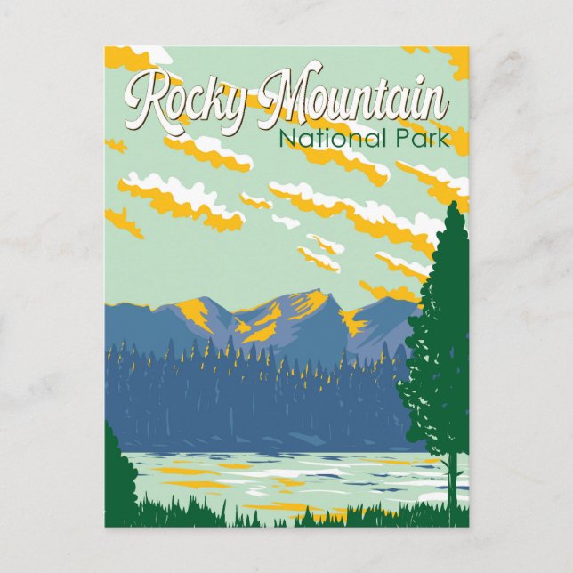 Rocky Mountain nationalpark Illustration Travel Vykort (Framsida)