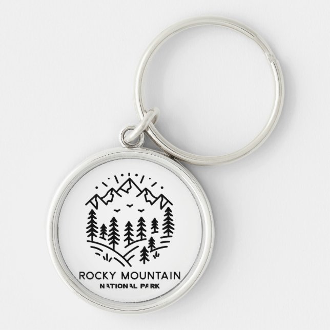 Rocky Mountain nationalpark Rund Silverfärgad Nyckelring (Framsidan)