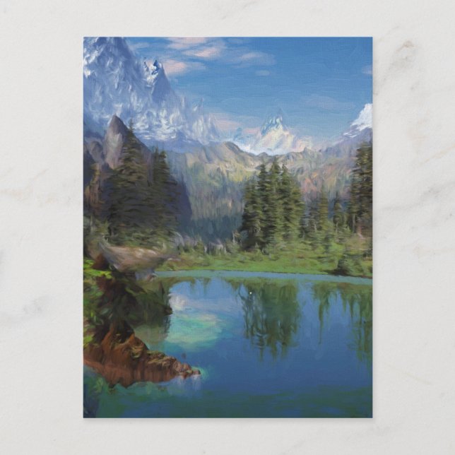 Rocky Mountain Oljemålning Greeting Cards Vykort (Framsida)