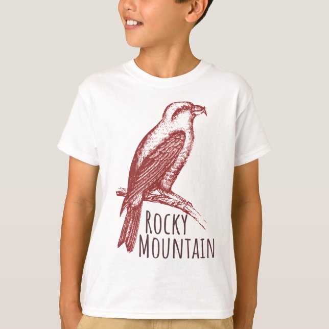 Rocky Mountain Red Crossbill-fågel logotyp T Shirt (Framsida)