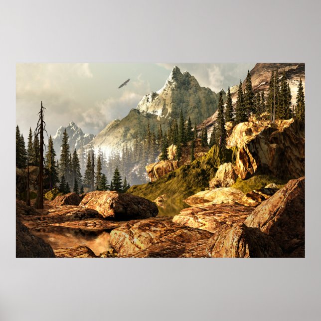 Rocky Mountain-scenen med örn i högsäcken Poster (Framsidan)