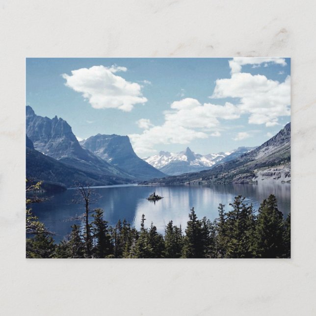 Rocky Mountain sjö view, Glacier National Park, M Vykort (Framsida)