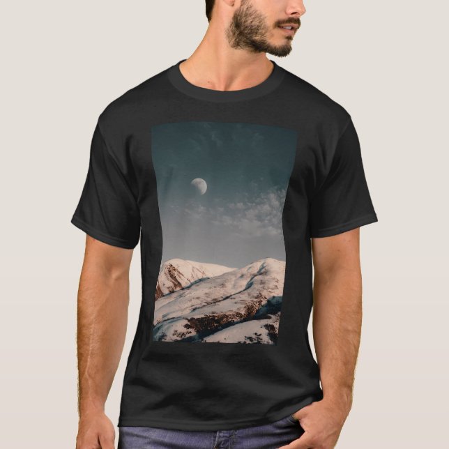 Rocky Mountain Snow Under The Moon Active T Shirt (Framsida)