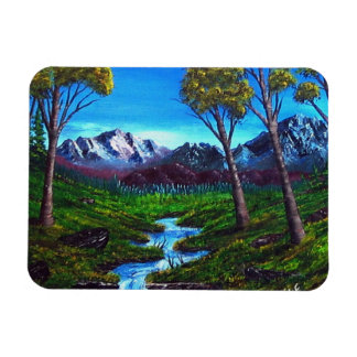 Rocky Mountain Stream Träd Vista Magnet